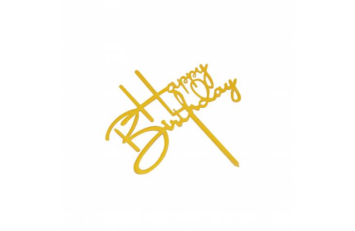 Gold Happy Birthday Signage Wide Small