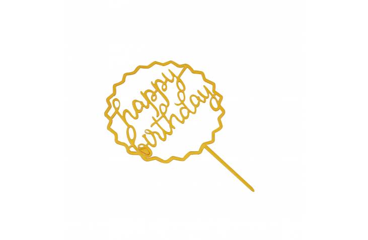 Gold Happy Birthday Signage Zigzag Circle
