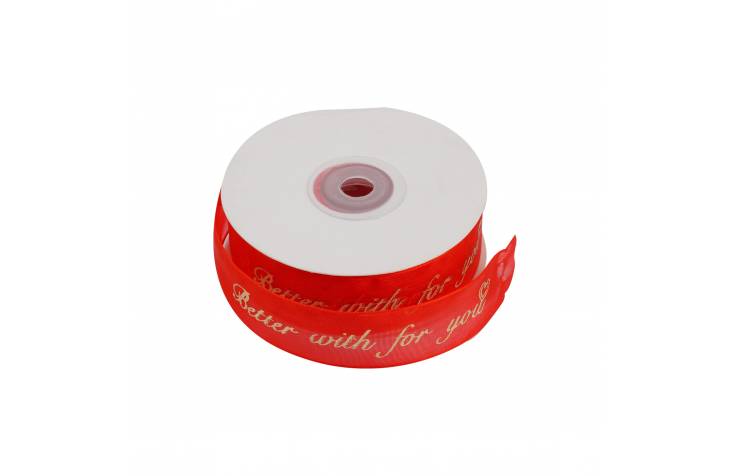 Chiffon Ribbon Better with For You Red  2.5 cm