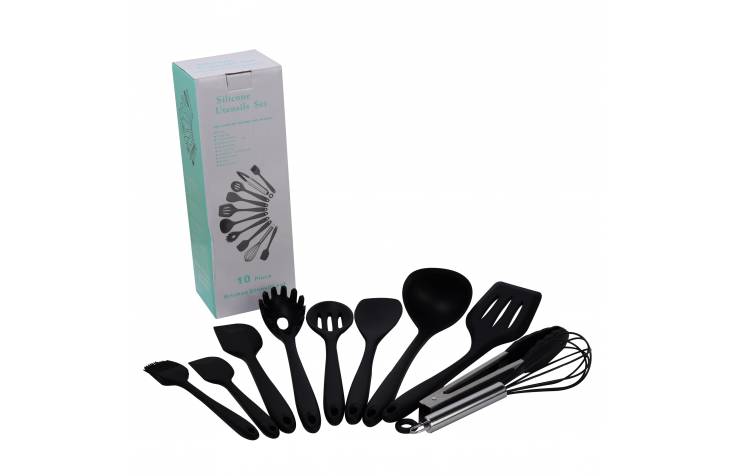 Silicone Baking & Cooking Set Black 10pcs (without container)