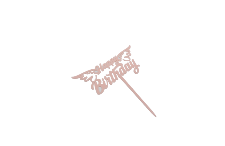 Pink Happy Birthday Signage / Cake Topper - Wing SMP39