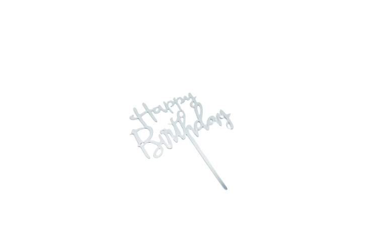 Silver Shining Happy Birthday Signage / Cake Topper - Writing SL31
