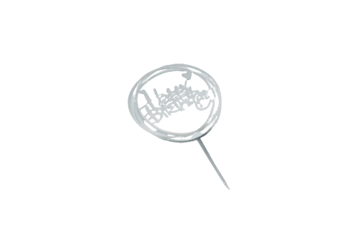 Silver Shining Happy Birthday Signage / Cake Topper - Round SMSL28