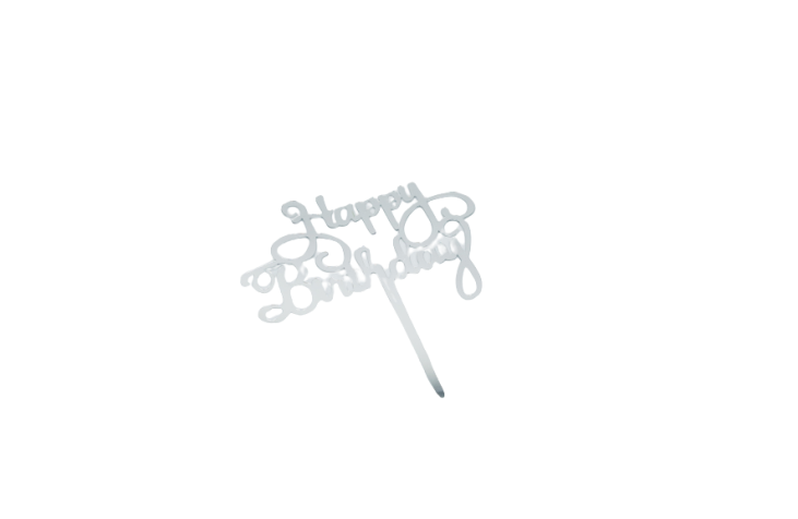 Silver Shining Happy Birthday Signage / Cake Topper - Writing SL32